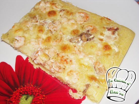 Pizza liquide, recette express au saumon fumé et aux crevettes annso-cuisine.fr AnnSo Cuisine