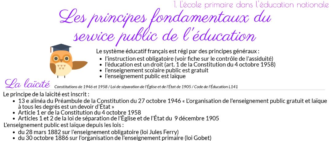 Connaissances du système éducatif : Les principes fondamentaux du service public de l’éducation