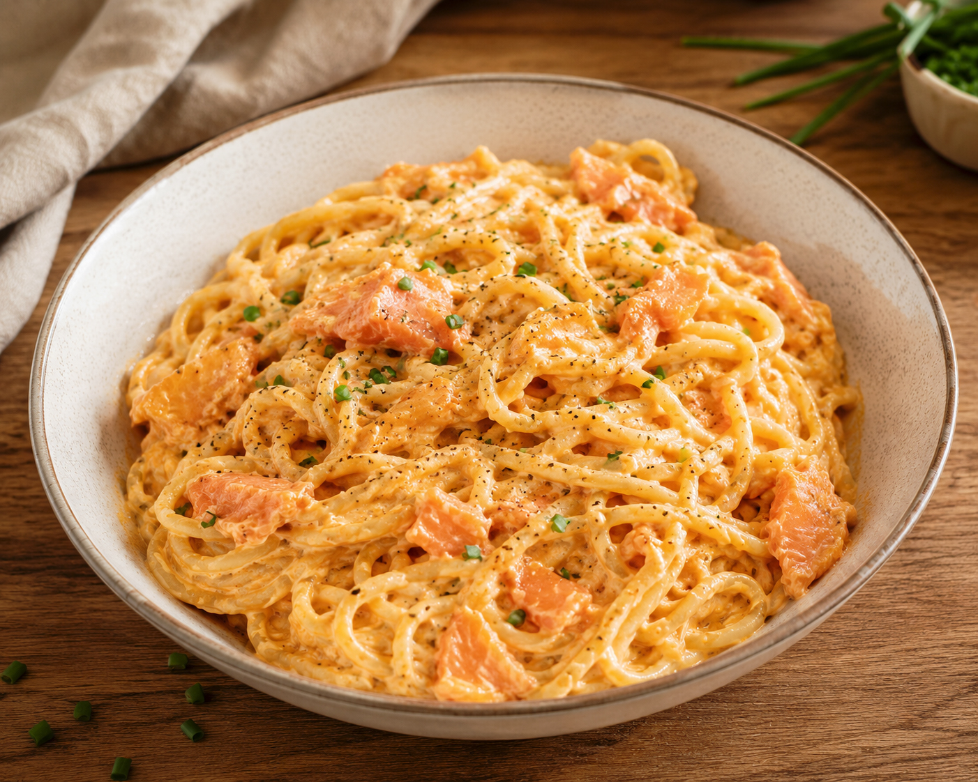 Pâtes au saumon ou à la truite fumée